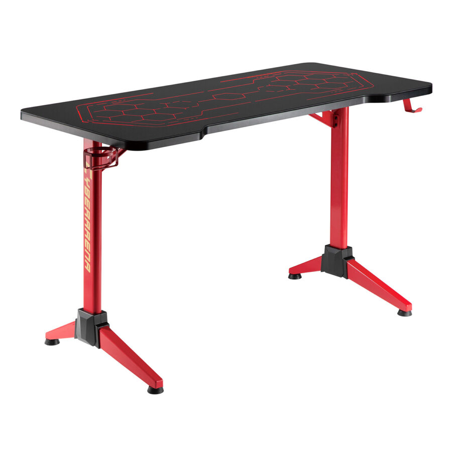 NanoRS RS163 RGB LED Gamer Asztal - Fekete, Nagy, 100kg Teherbírás, 760mm Magasság