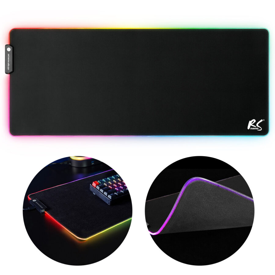 RGB LED világítású gaming egér- és billentyűzet alátét NanoRS, 800x300x4mm, RS705